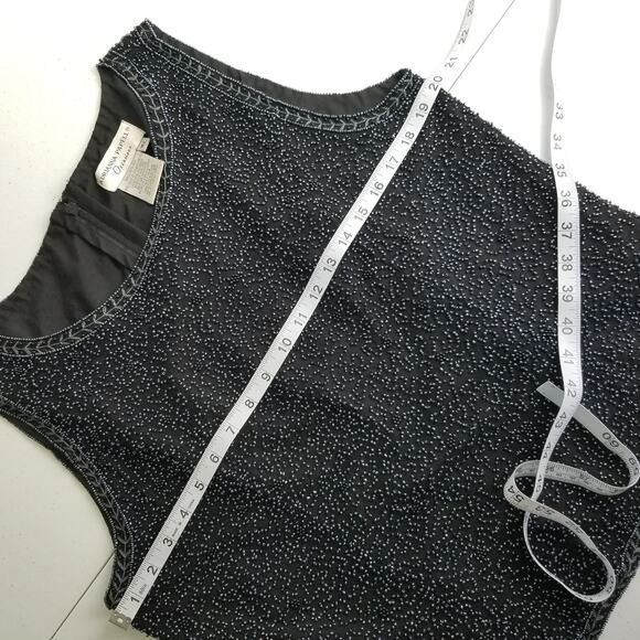 Adrianna Papell SILK Black Beaded Occasion Zip Back Tank Excellent! Size XL - Picture 4 of 5